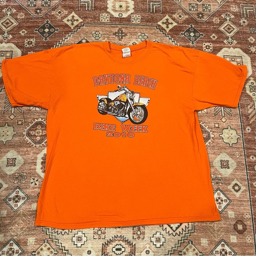 Y2k Daytona Beach Bike Week 2010 Orange Tee Shirt